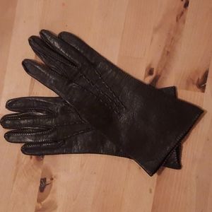 Vintage Black Leather Ladies Gloves sz Small